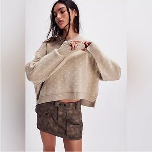 Free People Beige Crewneck Sweater